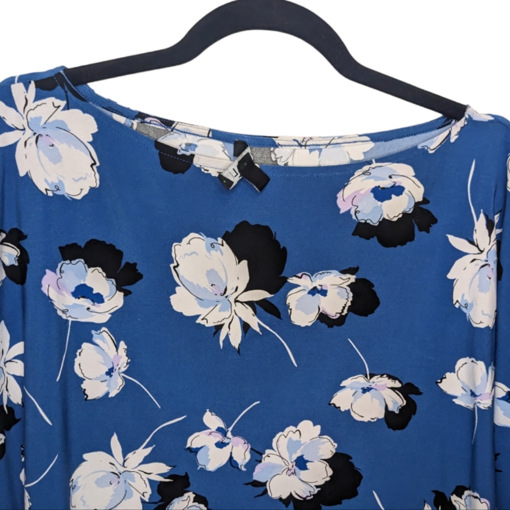 Roz & Ali Floral Bell Sleeve Blouse L 🌸💙 - Picture 5 of 10